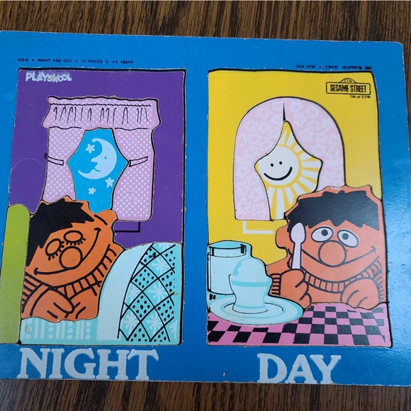 Set of 2 Sesame Street Vintage Wooden Puzzles - Ernie - Picture 2 of 4